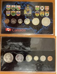 Канада - набір 6 монет 1 5 ( 10 25 50 Cents 1 Dollar срібло ) 1964 - в буклеті - UNC / aUNC
