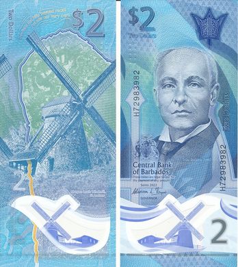 Barbados - 2 Dollars 2022 - Polymer - UNC