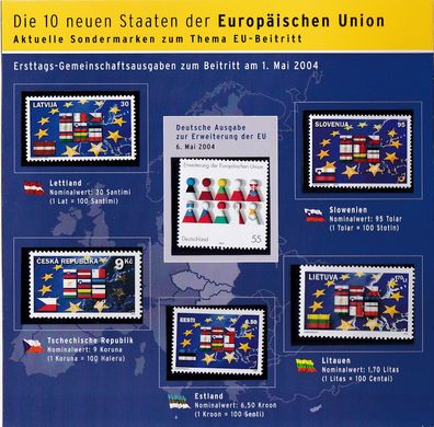 Европа - набор 10 монет 1991 - 2004 - в буклете - UNC