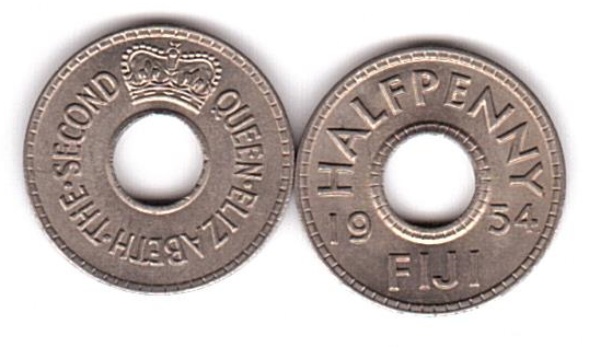 Фиджи - 5 шт х Half Penny 1954 - UNC