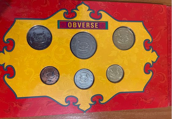Сингапур - mint набор 7 монет 1 5 10 20 50 Ct 1 5 Dollars 1998 - в буклете - aUNC / XF+