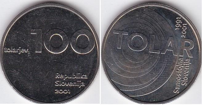 Словенія - 5 шт х 100 Tolarjev 2001 - aUNC / XF+