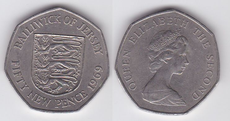 Джерси - 50 New Pence 1969 - VF+