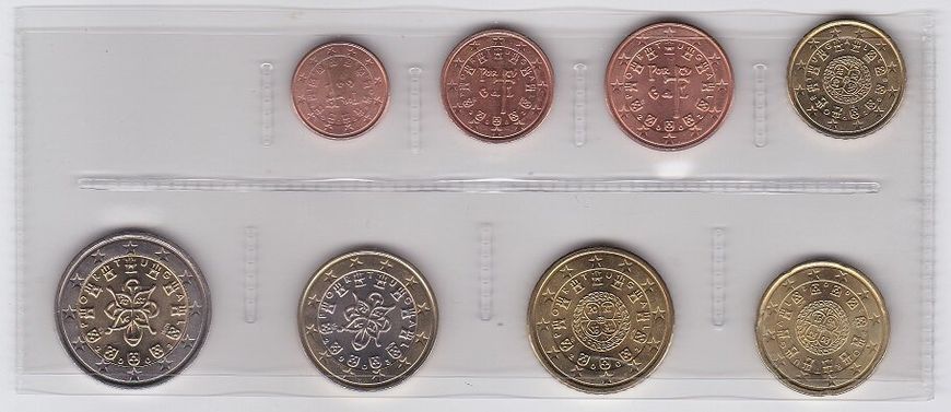 Португалия - набор 8 монет 1 2 5 10 20 50 Cent 1 2 Euro 2002 - 2003 - aUNC
