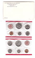 США - набор 10 монет 1 Dime 1 5 10 Cents + 0,25 + 0,5 Dollar 1972 - P + D + жетоны - в конверте - UNC