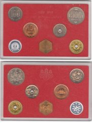 Япония - Mint набор 6 монет 1 5 10 50 100 500 Yen 1986 + жетон - в пластике - UNC