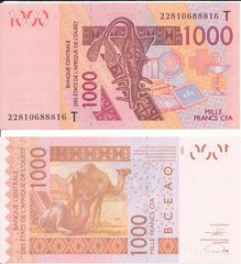 West African St. - 1000 Francs 2022 - letter T - UNC