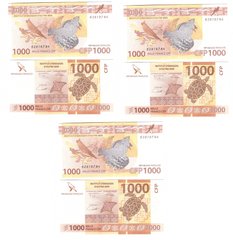Французская Полинезия - 3 шт х 1000 Francs 2014 ( 2021 ) - P. 6c - UNC