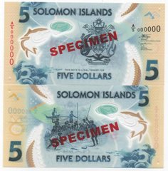 Соломонові Острови / Соломони - 5 Dollars 2019 ( 2022 ) - Pick 38bs - Polymer - s. A/5 - Specimen - UNC