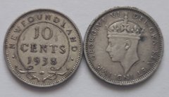 Ньюфаундленд - 10 Cents 1938 - серебро - VF