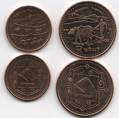 Непал - набор 2 монеты 1 + 2 Rupees 2009 - UNC