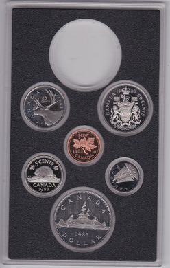 Canada - set 6 coins 1 5 10 25 50 Cents 1 Dollar 1983 - in a case - UNC