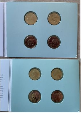 Australia - set 4 coins x 1 Dollar 2022 - Dinosaurs - official booklet - UNC