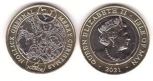 Острів Мен - 2 Pounds 2021 - З Різдвом Христовим! / Merry Christmas! - UNC