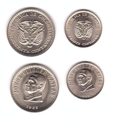 Колумбія - 20 + 50 Centavos 1965 - UNC