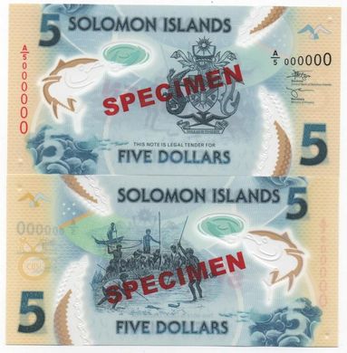 Соломоновы Острова / Соломоны - 5 Dollars 2019 ( 2022 ) - Pick 38bs - Polymer - s. A/5 - Specimen - UNC