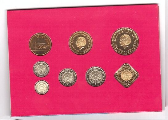 Нидерландские Антилы - Mint набор 7 монет 1 5 10 25 50 Cent 1 2 1/2 Gulden + жетон 1994 - in folder - UNC