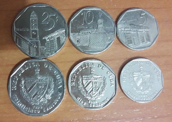 Куба - 5 шт х набор 3 монеты 5 10 25 Cents - mixed разные года на монетах - XF