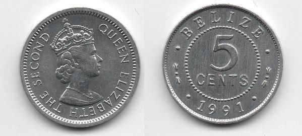 Белиз - 5 Cents 1991 - aUNC