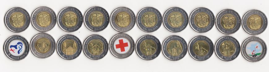 Panama - set 10 coins 1 Balboa 2017 / 2019 comm. - UNC