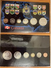 Канада - набір 6 монет 1 5 ( 10 25 50 Cents 1 Dollar срібло ) 1965 - в буклеті - UNC / aUNC