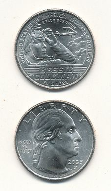 США - 1/4 ( Quarter ) Dollar ( 25 Cents ) 2023 - P - Бессі Колман Льотчиця Літак Американські жінки - UNC