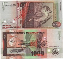Кабо-Верде - 1000 Escudos 1992 - P. 65as - Specimen - UNC