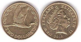 Новая Зеландия - 2 Dollars 2019 - VF