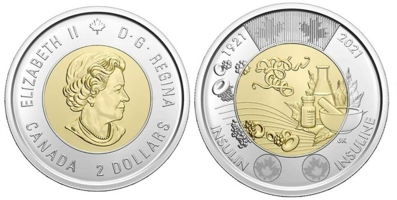 Canada - 2 Dollars 2021 - 100th Anniversary of the Discovery of Insulin - not colored - UNC