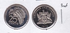 Тринидад и Тобаго - 25 Cents 1974 - в холдере - Proof