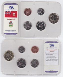 Bermuda - set 5 coins 1 5 10 25 Cents 1 Dollar 2005 - 2009 - in plastic - UNC / aUNC