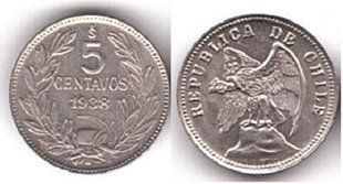 Chile - 5 Centavos 1938 - aUNC / UNC