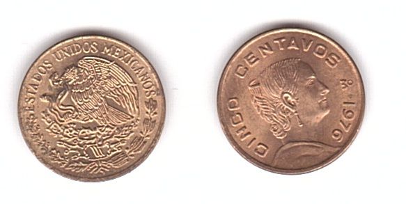 Mexico - 5 pcs x 5 Centavos 1976 - XF
