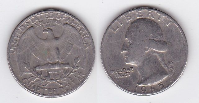 USA - 1/4 ( Quarter ) Dollar 1965 - VF