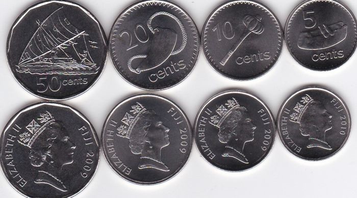 Fiji - set 4 coins 5 10 20 50 Cents 2009 - 2010 - UNC
