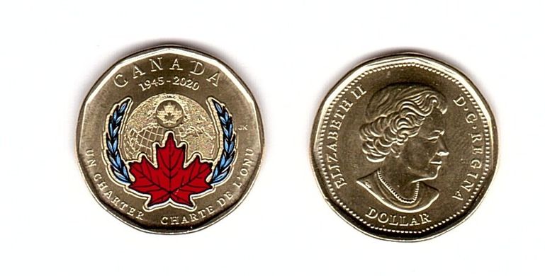 Канада - 1 Dollar 2020 - 75 років ООН Організації Об'єднаних Націй - кольорова - UNC