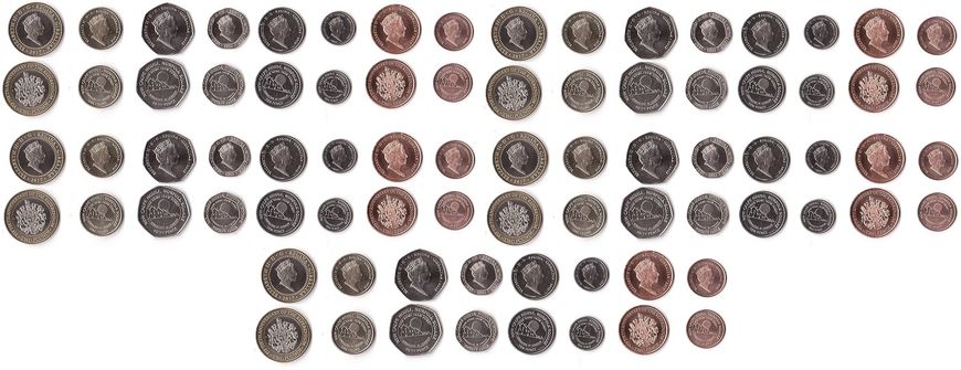 Гібралтар - 5 шт х набір 8 монет 1 2 5 10 20 50 Pence 1 2 Pounds 2017 - 2018 - comm. - UNC