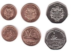 Гайана - набор 3 монеты 1 5 10 Dollars 2012 - 2015 - UNC