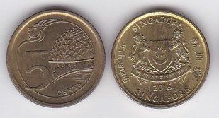 Сінгапур - 5 Cents 2016 - VF