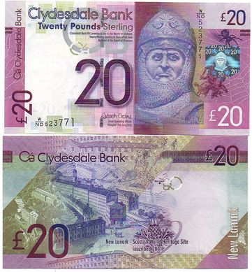 Scotland	 - 20 Pounds 2015 Clydesdale Bank - aUNC