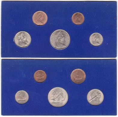 Фиджи - набор 5 монет 1 2 5 10 20 Cents 1969 - XF+