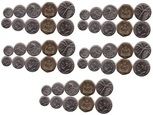Самоа - 5 шт х набір 5 монет 5 10 20 50 Sene 1 Tala 2002 - 2010 - UNC