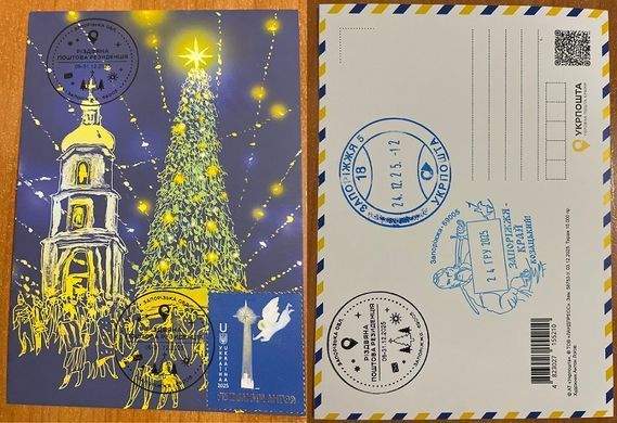 2876 - Украина - 2025 - Різдвяний янгол - MAXI CARDS гасіння Запоріжжя