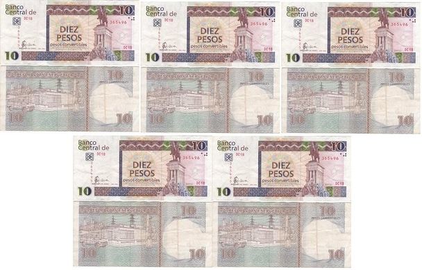 Cuba - 5 pcs х 10 Pesos 2006 - VF