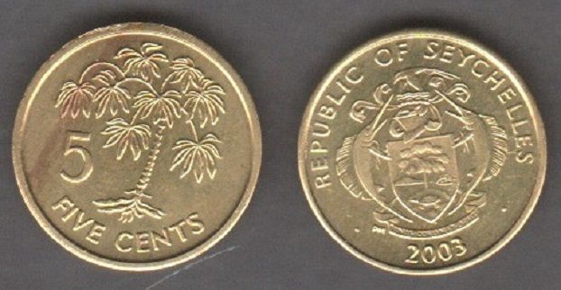 Seychelles - 5 Cents 2003 - there are black points - XF