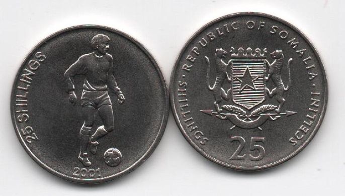 Somalia - 5 pcs х 25 Shillings 2001 - Football - UNC
