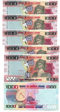 Sierra Leone	- 5 pcs x 1000 Leones 2013 - Pick 30b - UNC