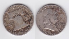 США - 1/2 Half Dollar 1952 - Ben Franklin - серебро - VF