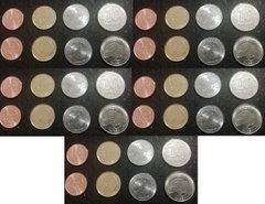 Аргентина - 5 шт х набор 4 монеты 1 2 5 10 Pesos 2017 - 2019  - UNC