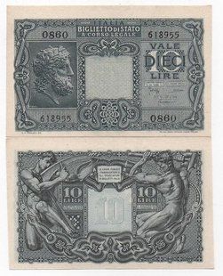 Італія - ​​10 Lire 1944 - Pick 32c - aUNC / UNC